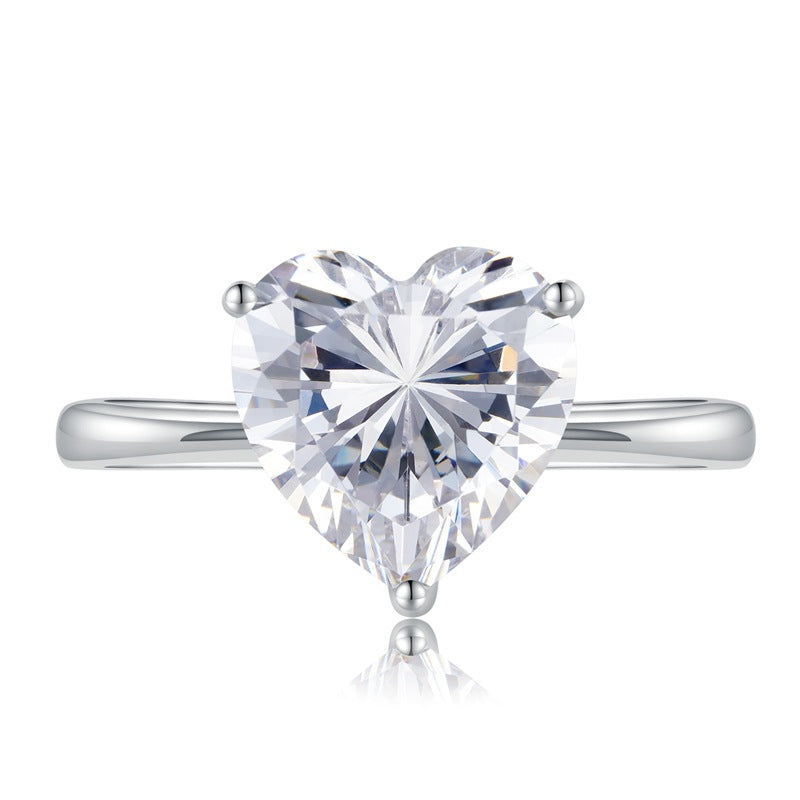 Pink Elegant Dainty Heart Cut Moissanite Diamond 4ct 18k White Gold Plated Engagement Ring | Mix Mix Style-Mix MIx Style