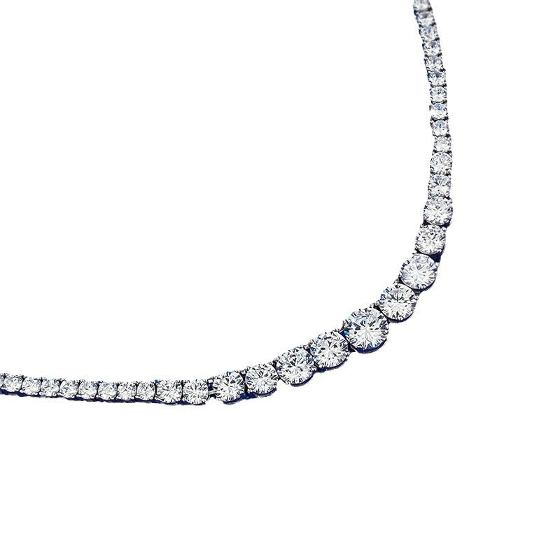 White Retro Classic Round Cut Diamonds Luxury 18k White Gold Plated Choker Necklace Jewelry | Mix Mix Style-Mix MIx Style