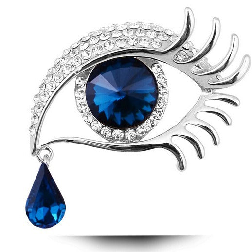 Cross-border sale brooch Angel's Tears Diamond Big Eyes Long Eyelashes Brooch Corsage Wholesale Direct Sales-Mix MIx Style