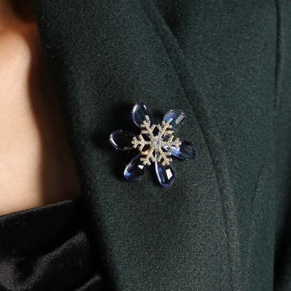 Xiliang Concubine live broadcast supply high-end blue flower brooch rotatable zircon snowflake brooch accessories corsage-Mix MIx Style
