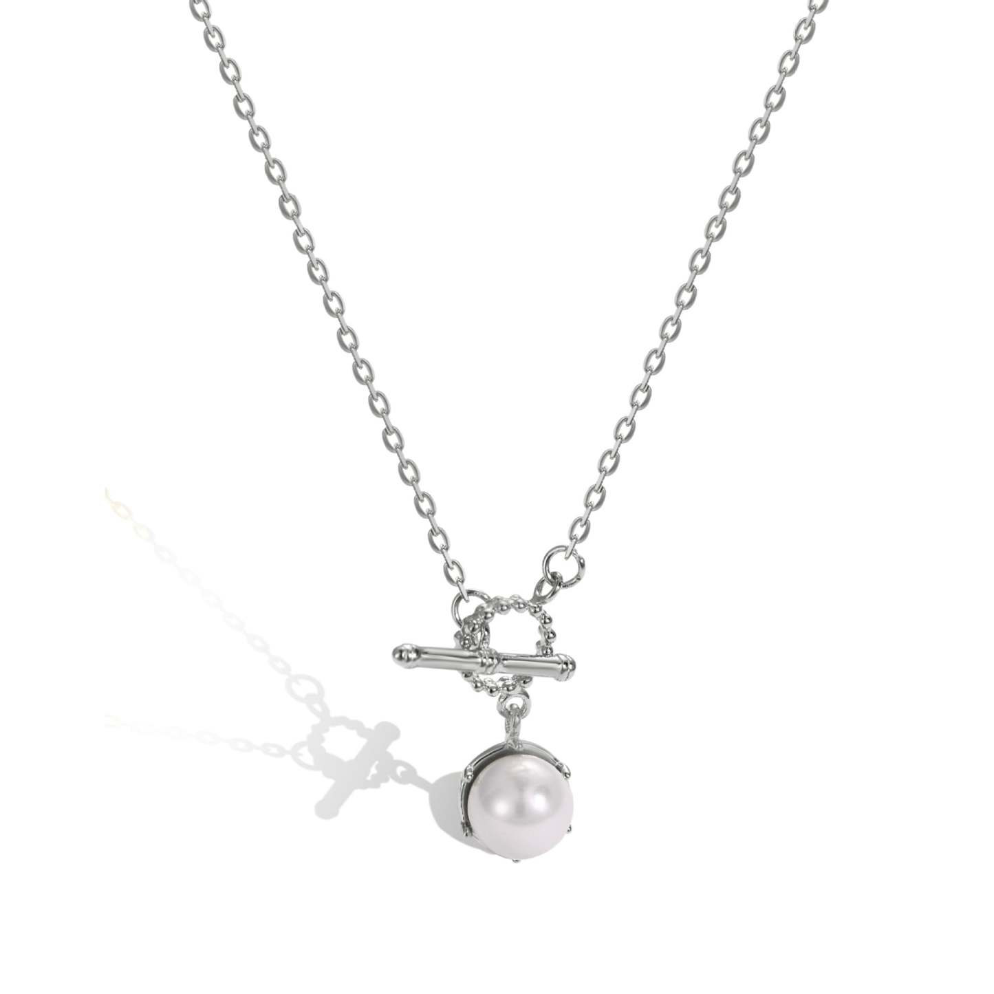 Korean version S925 sterling silver necklace female ins pearl shell bead OT buckle necklace light luxury retro simple net red clavicle chain-Mix MIx Style