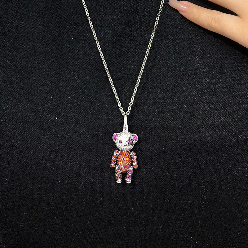 Japanese and Korean new panda necklace 3D three-dimensional limbs movable gold-plated panda pendant medium long bear sweater chain-Mix MIx Style