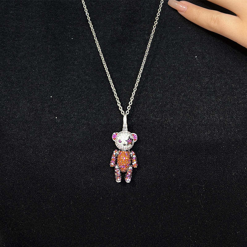 Japanese and Korean new panda necklace 3D three-dimensional limbs movable gold-plated panda pendant medium long bear sweater chain-Mix MIx Style