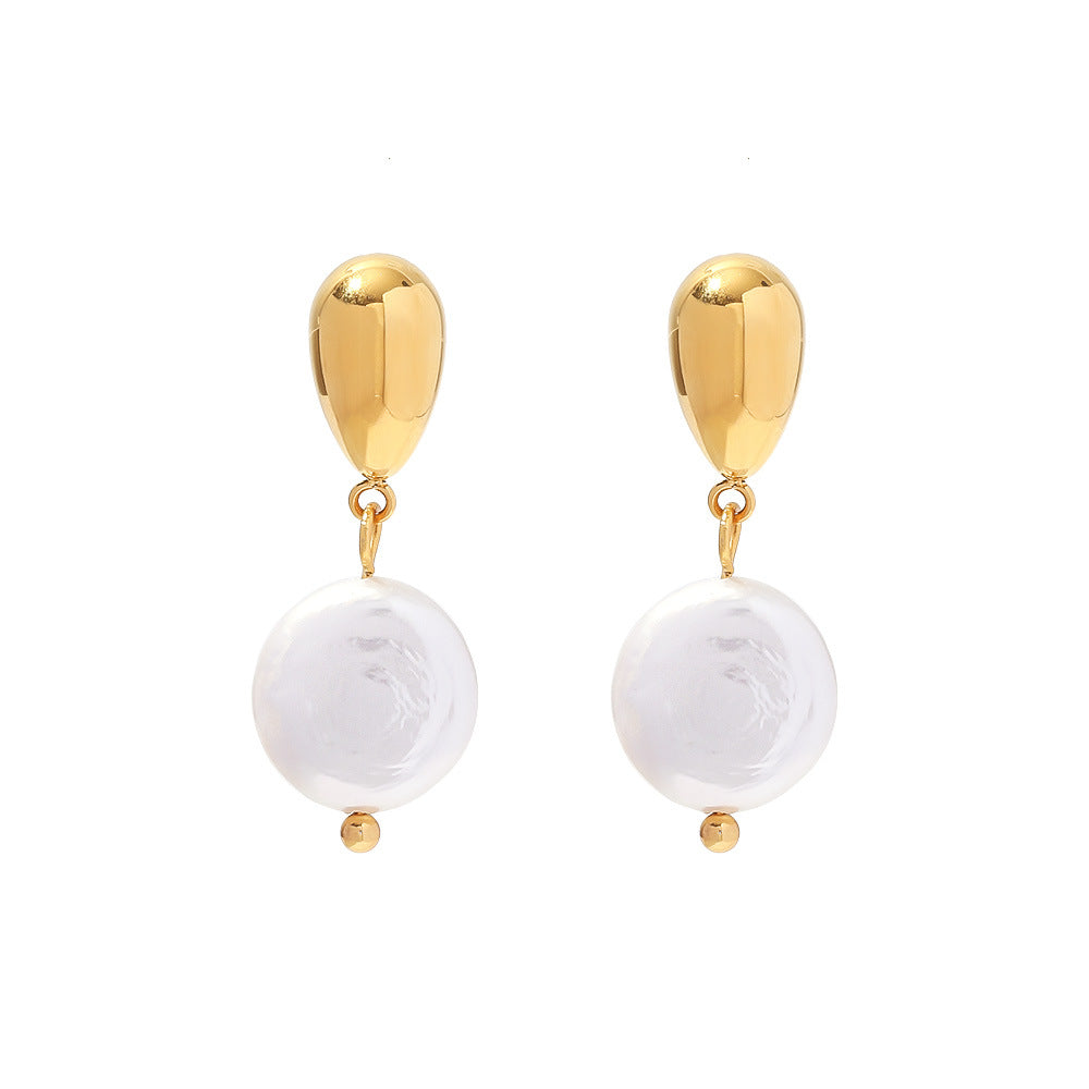 Minimalist Timeless White Mabe Pearl 18k Vermeil Gold Plated Drop Earrings | Mix Mix Style-Mix MIx Style