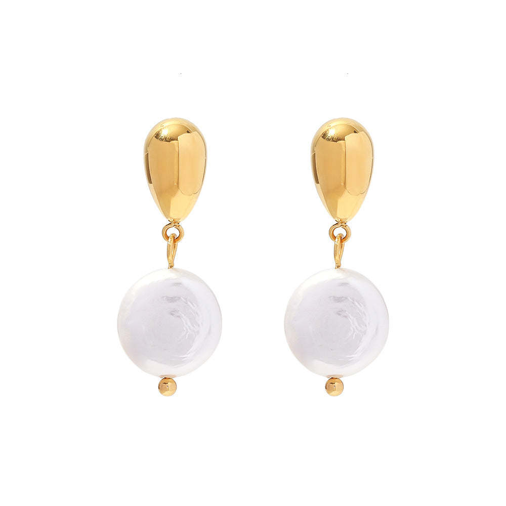 Minimalist Timeless White Mabe Pearl 18k Vermeil Gold Plated Drop Earrings | Mix Mix Style-Mix MIx Style