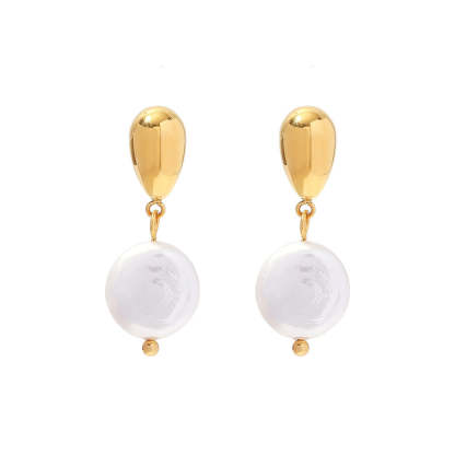 Minimalist Timeless White Mabe Pearl 18k Vermeil Gold Plated Drop Earrings | Mix Mix Style-Mix MIx Style