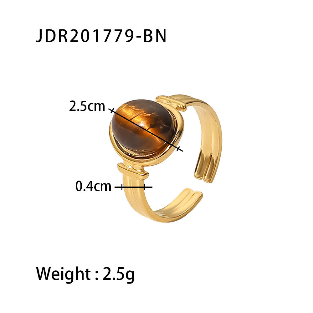 European and American retro stainless steel ring 18k gold plated ring inlaid with malachite jewelry wholesale-Mix MIx Style