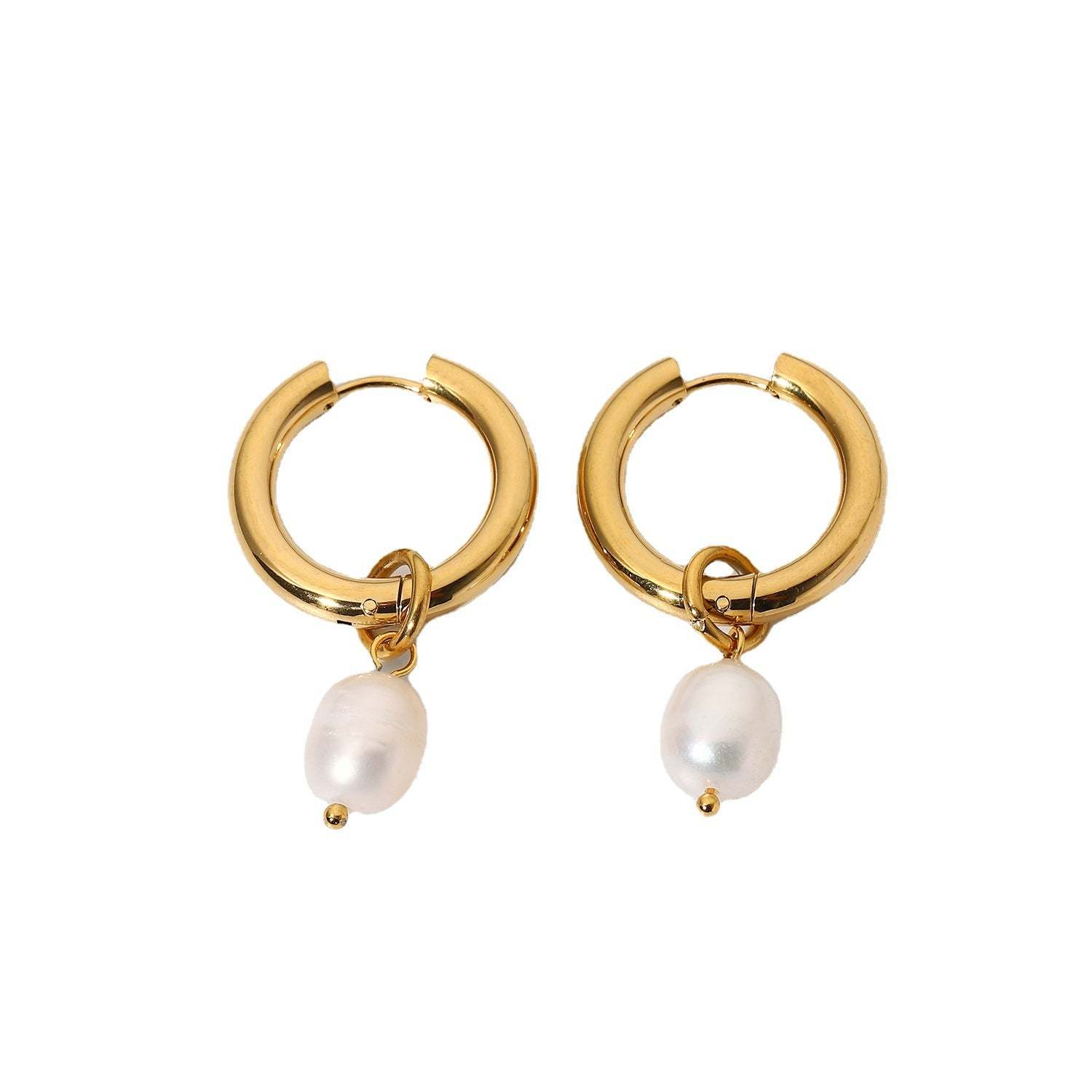 Classic White Akoya Pearl Minimalist 18k Vermeil Gold Plated Hoop Earrings | Mix Mix Style-Mix MIx Style