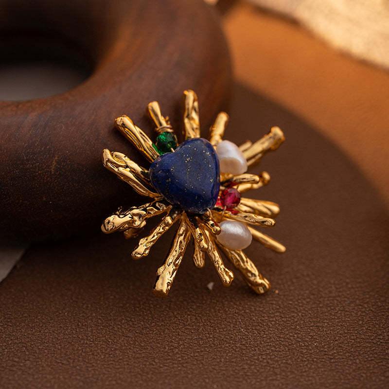 Natural pearl brooch female fritillary flowers fresh pastoral style 2024 spring and summer corsage high-end temperament clothing-Mix MIx Style