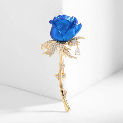 Korean retro atmospheric zircon corsage high-end zircon pin coat coat jewelry red rose brooch for women-Mix MIx Style