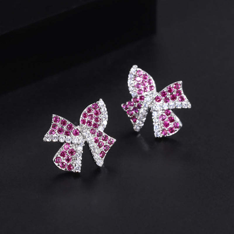 Pink & White Flowers Vintage Pendant Diamonds Luxury 18k White Gold Plated Earrings Bracelet Jewelry Set | Mix Mix Style-Mix MIx Style