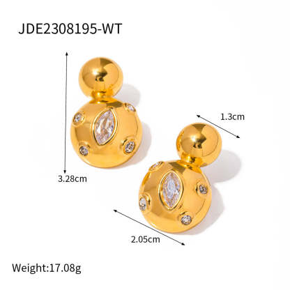 Circle Irregular White - Black Marquise Timeless Moissanite Diamonds Elegant 18k Vermeil Gold Plated Retro Drop Earrings | Mix Mix Style-Mix MIx Style