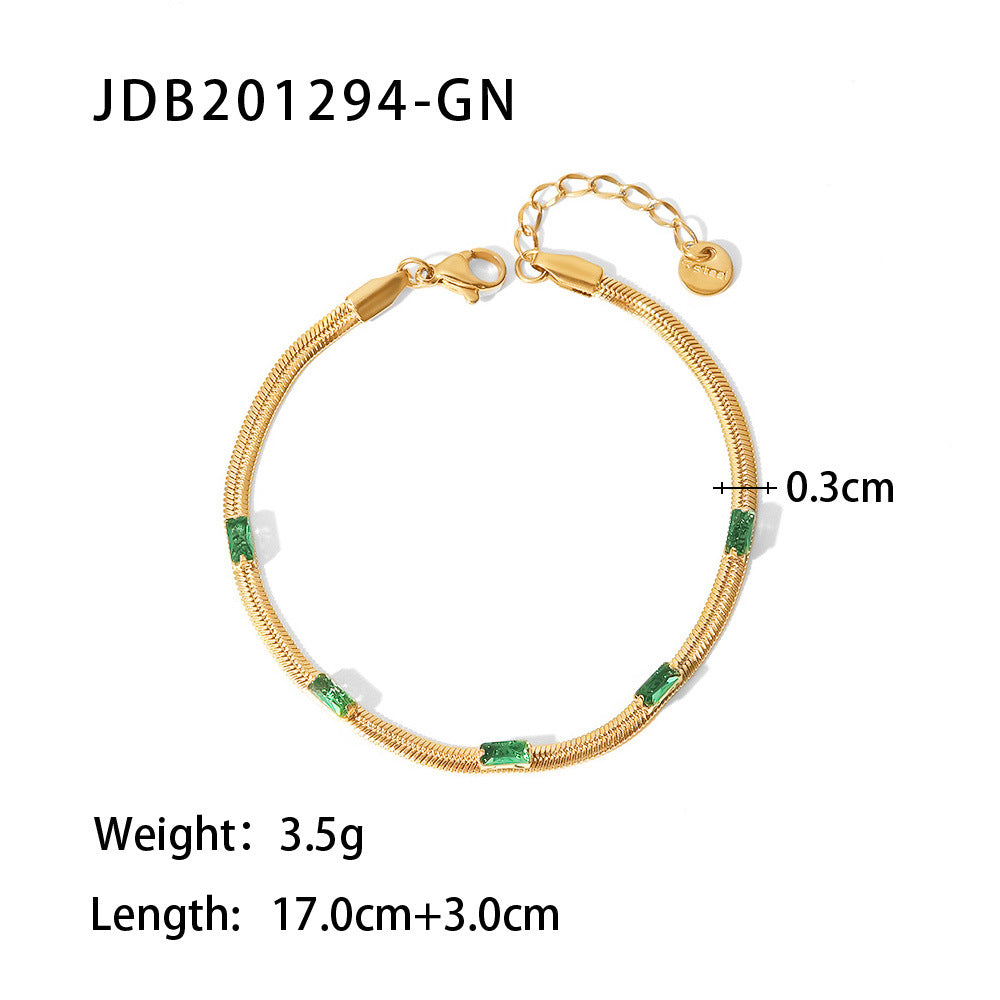 Classic Green Moissanite 18k Gold-plated Chain Bracelet | Mix Mix Style [Hot Seller]-Mix MIx Style
