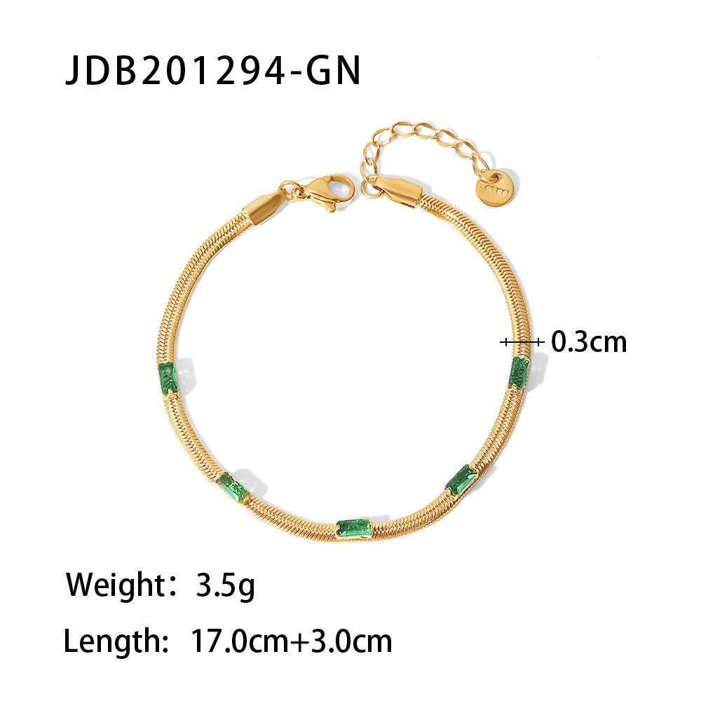 Classic Green Moissanite 18k Gold-plated Chain Bracelet | Mix Mix Style [Hot Seller]-Mix MIx Style