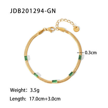 Classic Green Moissanite 18k Gold-plated Chain Bracelet | Mix Mix Style [Hot Seller]-Mix MIx Style