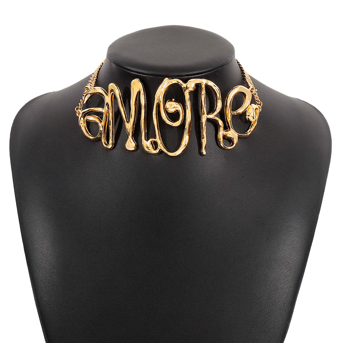 Love Vintage Exaggerated Letters Pendant Luxury 18k Vermeil Gold Plated Choker Necklace Jewelry | Mix Mix Style-Mix MIx Style