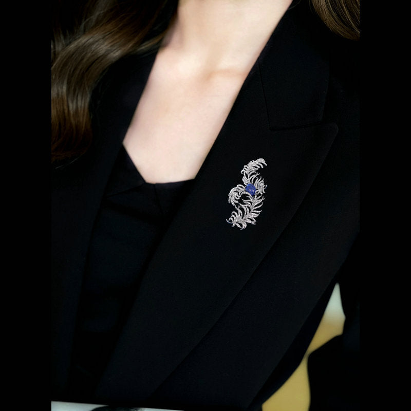 New high-end feather brooch, elegant temperament, palace style autumn and winter clothing, autumn and winter coats, coats and accessories wholesale-Mix MIx Style