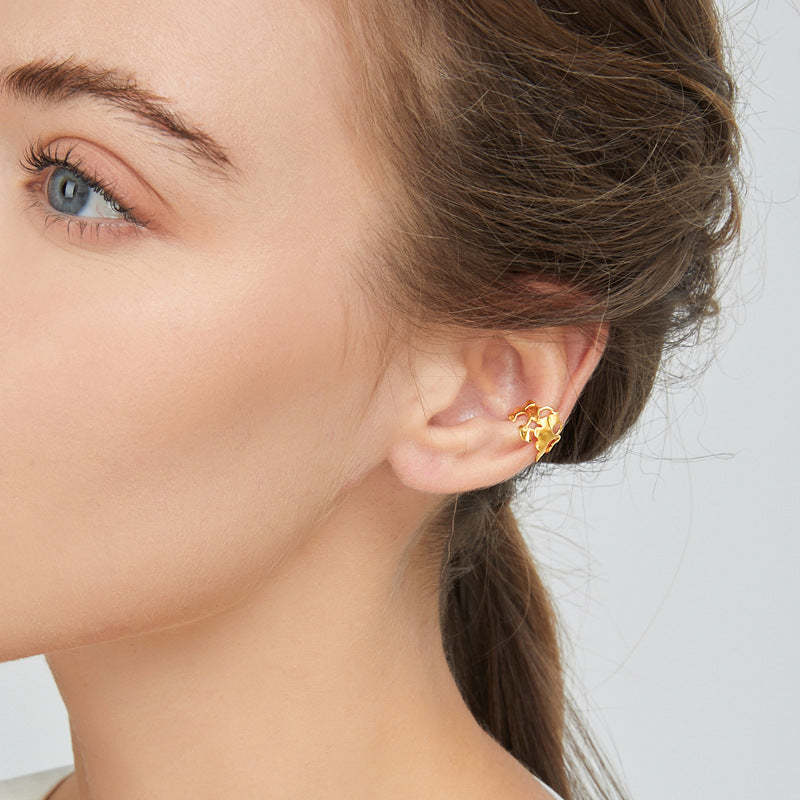 Looking for original late autumn sterling silver ginkgo leaf ear cuff niche design French pierced earrings-Mix MIx Style