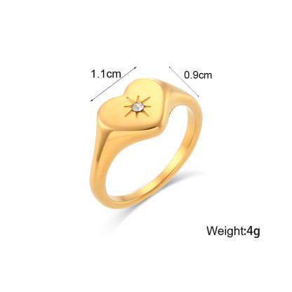 Star Simple Retro Classic Square Thick Diamonds Elegant 18kVermeil Gold Plated Ring Jewelry | Mix Mix Style-Mix MIx Style