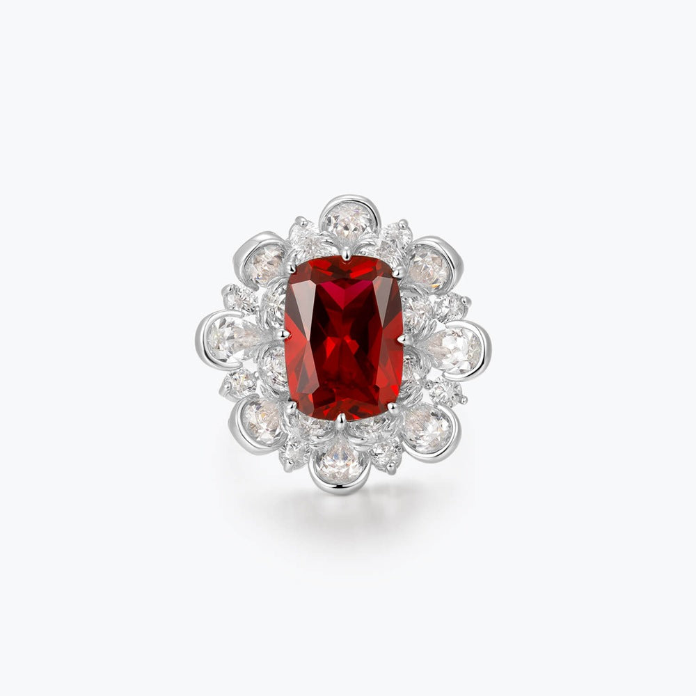 Vibrant Red Radiant Cut Moissanite Diamond Luxury 18k White Gold Engagement Ring | Mix Mix Style-Mix MIx Style
