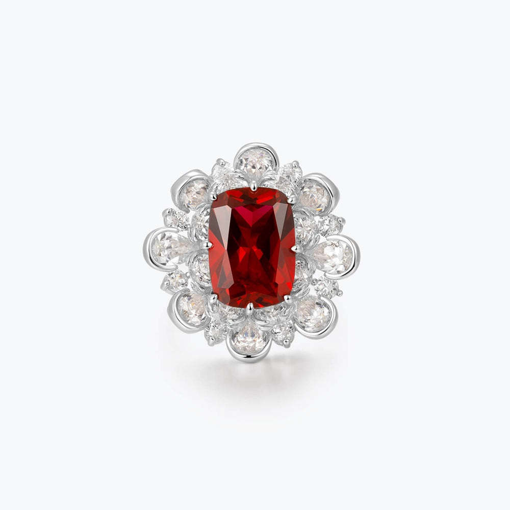 Vibrant Red Radiant Cut Moissanite Diamond Luxury 18k White Gold Engagement Ring | Mix Mix Style-Mix MIx Style