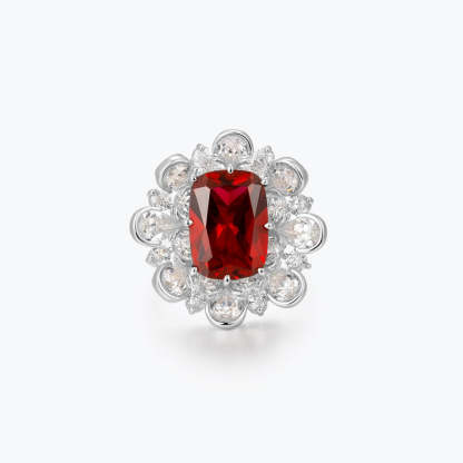 Vibrant Red Radiant Cut Moissanite Diamond Luxury 18k White Gold Engagement Ring | Mix Mix Style-Mix MIx Style