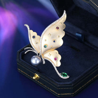 New style niche high-grade insect corsage accessories for women multi-purpose waist anti-exposure pin pearl butterfly brooch-Mix MIx Style