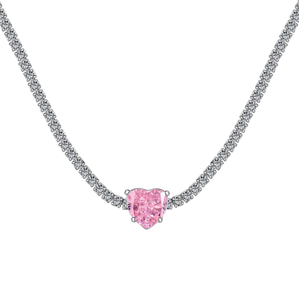 S925 sterling silver tennis necklace women's radiant chopped ice high carbon diamond zircon full diamond tennis chain clavicle neck necklace-Mix MIx Style