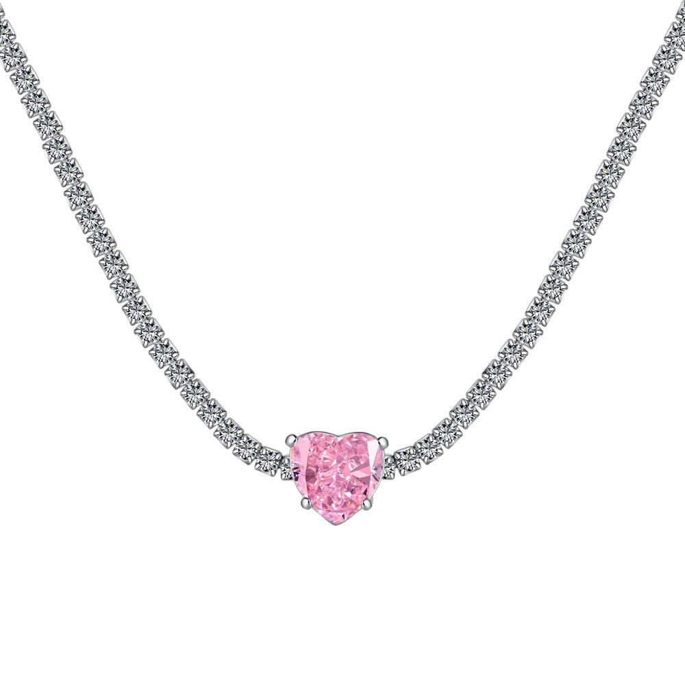 S925 sterling silver tennis necklace women's radiant chopped ice high carbon diamond zircon full diamond tennis chain clavicle neck necklace-Mix MIx Style