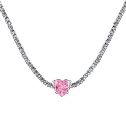 S925 sterling silver tennis necklace women's radiant chopped ice high carbon diamond zircon full diamond tennis chain clavicle neck necklace-Mix MIx Style