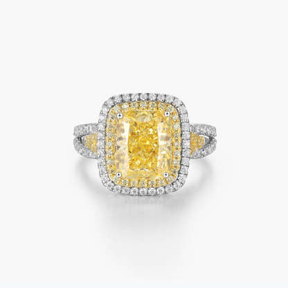 Yellow Luxury Cushion Cut Moissanite Diamond 5ct 18k White Gold Engagement Ring | Mix Mix Style-Mix MIx Style
