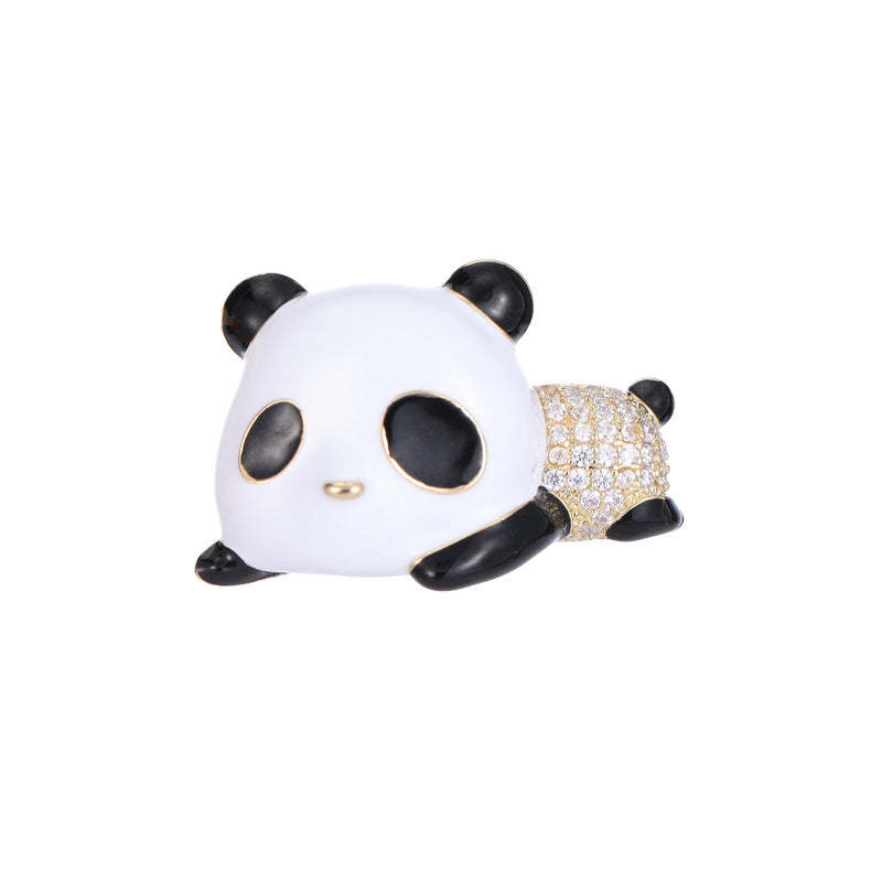 Multi-purpose clothing cardigan fixed clothes pin female niche temperament creative design cute panda small brooch-Mix MIx Style