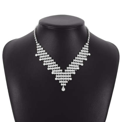 Dainty Golden Retro Classis Diamonds Elegant Triangle 18k Gold Plated Necklace Jewelry | Mix Mix Style-Mix MIx Style