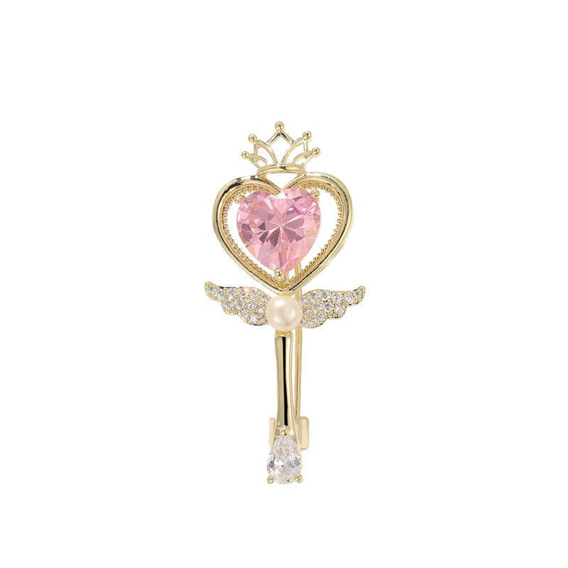 Xiliang Concubine Sweet Girl Pink Zircon Magic Wand Brooch Female Design Niche Cardigan Collar Pin Holiday Gift-Mix MIx Style