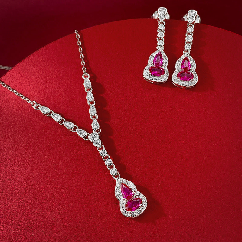 Pink Chain Dazzling Pear Cut Moissanite Diamonds Luxury 18k White Gold Plated Drop Earrings | Mix Mix Style-Mix MIx Style