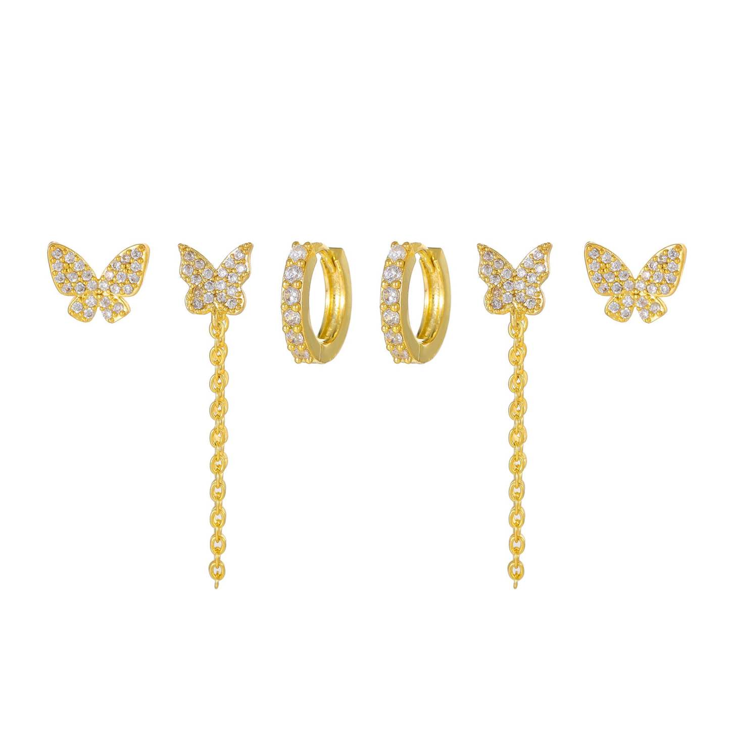 Niche design earrings for women fashion European and American butterfly zircon earrings cross-border new earring sets accessories wholesale-Mix MIx Style
