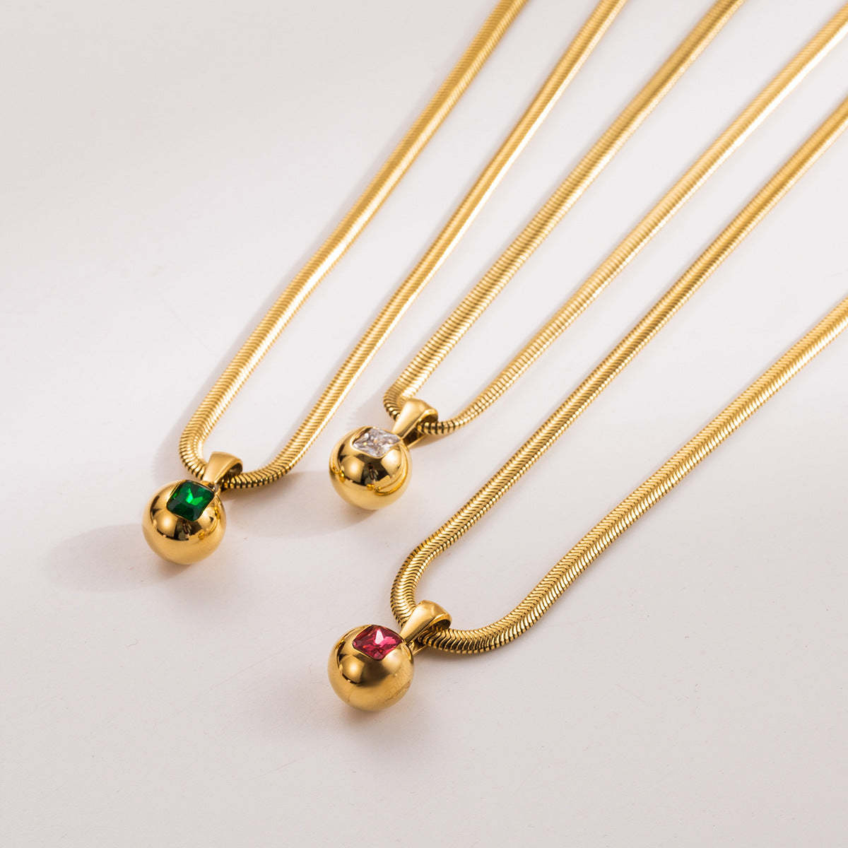 Golden Retro Classic Pendant Red Radiant Cut Diamond Elegant 18k Vermeil Gold Plated Necklace Jewelry | Mix Mix Style-Mix MIx Style