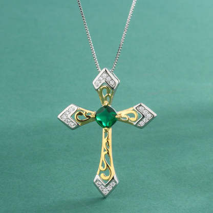 Red Retro Cross Pendant Cushion Cut Diamond Luxury 18k Gold Plated Necklace Jewelry | Mix Mix Style-Mix MIx Style