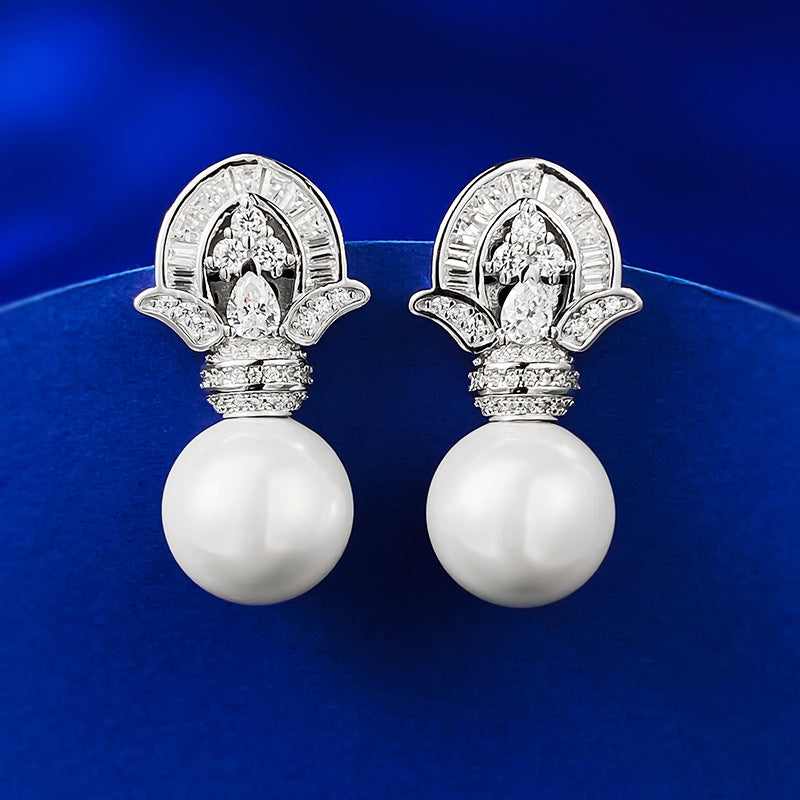 Mujing Jewelry 2023 New 925 Silver Synthetic 11mm Pearl Earrings Fashionable Second-hand Model Douyin Hot Sale-Mix MIx Style