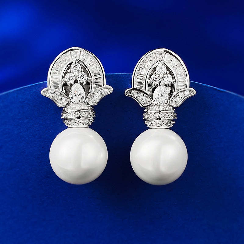 Mujing Jewelry 2023 New 925 Silver Synthetic 11mm Pearl Earrings Fashionable Second-hand Model Douyin Hot Sale-Mix MIx Style