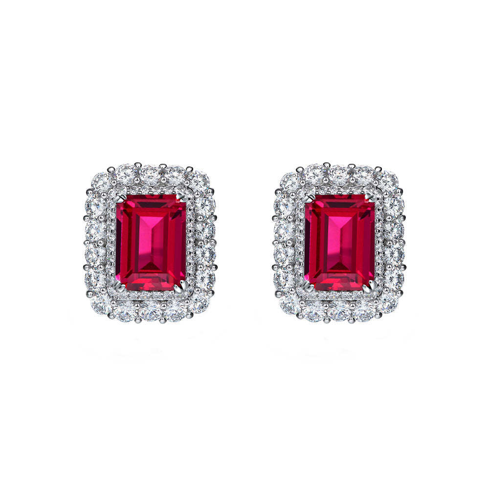 Red - Green Timeless Emerald Cut Moissanite Diamond 4ct Elegant 18k Wh