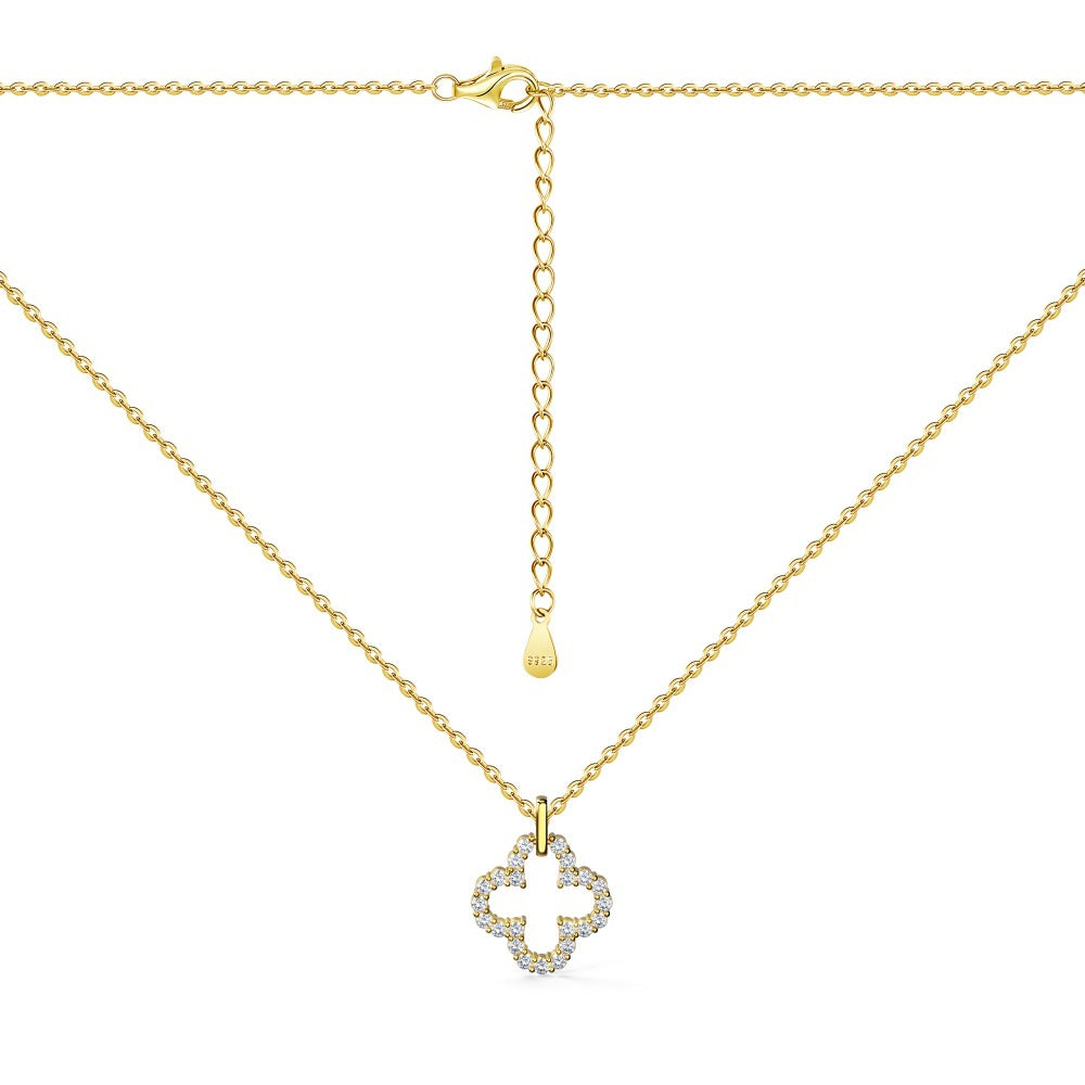 18k White Gold Plated Four-Leaf Clover Cecklace  Moissanite Jewelry-Mix MIx Style
