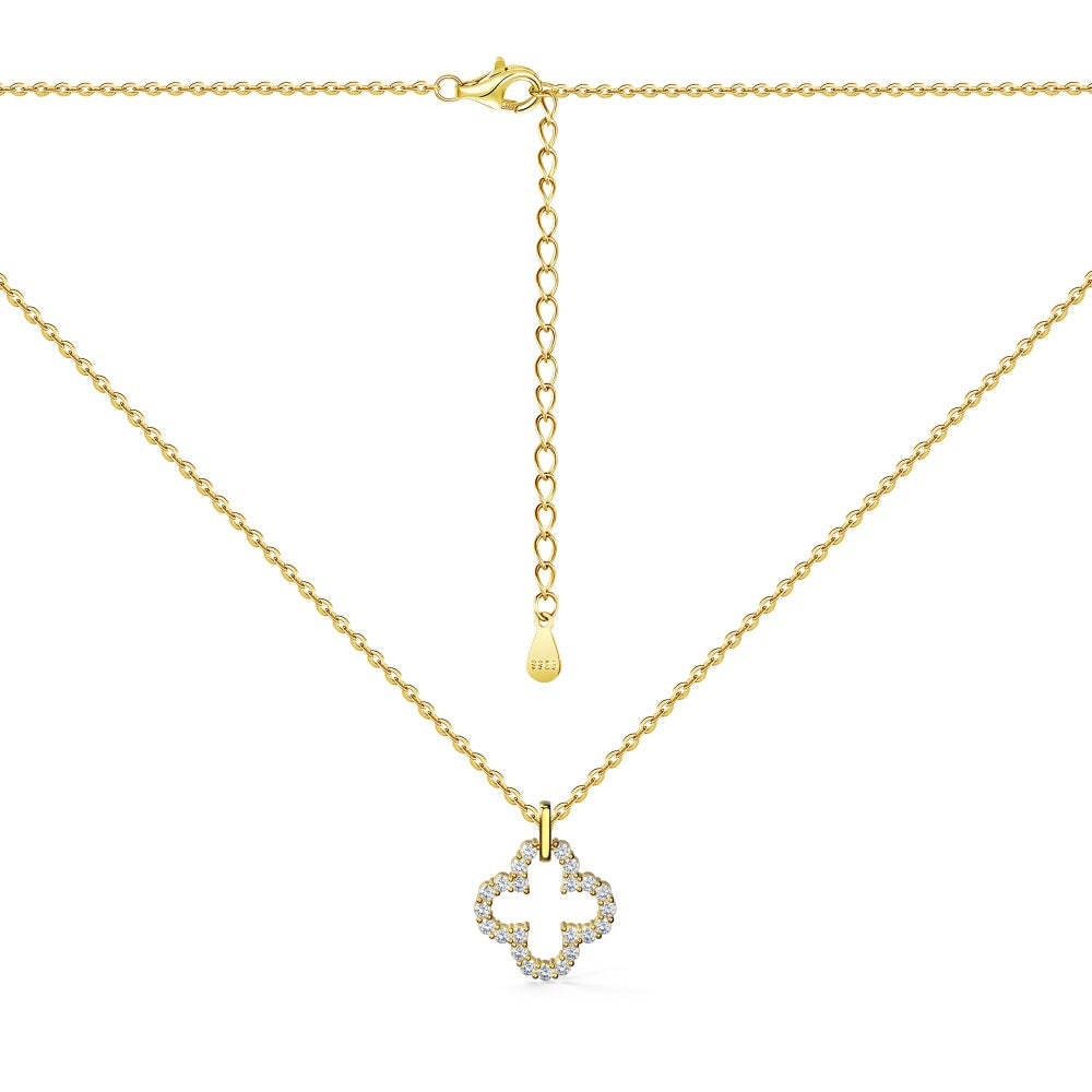 18k White Gold Plated Four-Leaf Clover Cecklace  Moissanite Jewelry-Mix MIx Style