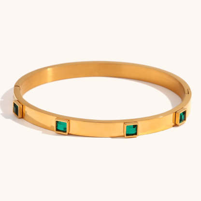 European and American cross-border hot selling square zircon buckle bracelet stainless steel plated 18K gold light luxury versatile bracelet jewelry-Mix MIx Style