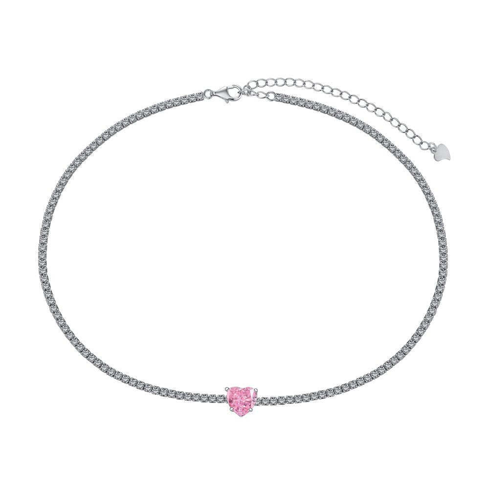 S925 sterling silver tennis necklace women's radiant chopped ice high carbon diamond zircon full diamond tennis chain clavicle neck necklace-Mix MIx Style