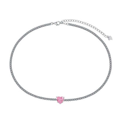 S925 sterling silver tennis necklace women's radiant chopped ice high carbon diamond zircon full diamond tennis chain clavicle neck necklace-Mix MIx Style