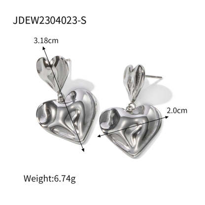 Glossy Flat Heart Shaped Trendy Elegant 18k Vermeil/White Gold Plated Drop Earrings | Mix Mix Style-Mix MIx Style