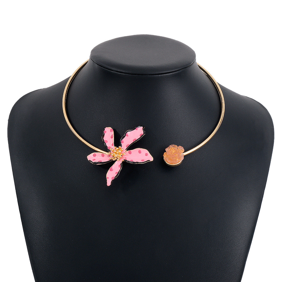 Blue Flower Solid Vintage Retro Luxury 18k Vermeil Gold Plated Open Necklace Jewelry | Mix Mix Style-Mix MIx Style