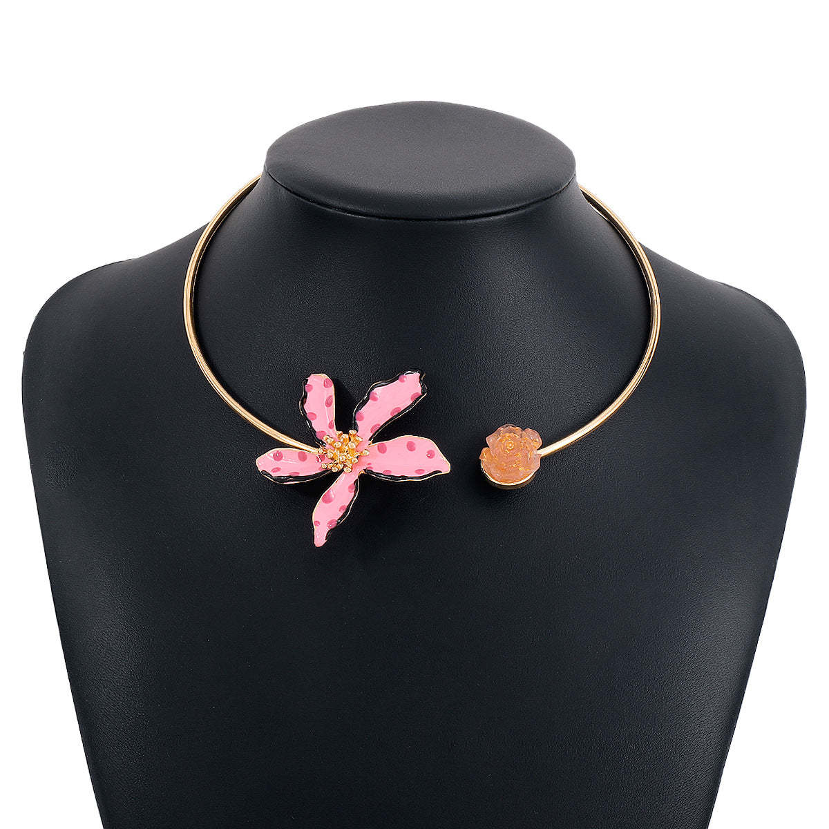 Blue Flower Solid Vintage Retro Luxury 18k Vermeil Gold Plated Open Necklace Jewelry | Mix Mix Style-Mix MIx Style