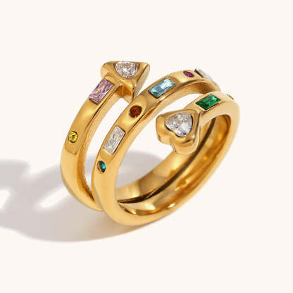 Bow/Butterfly/Heart Styles Open Retro Classic Diamonds Dainty 18k Vermeil Gold Plated Ring Jewelry | Mix Mix Style-Mix MIx Style